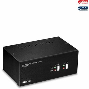 TRENDnet TK-240DP KVM Switchbox - TAA Compliant - 2 Computer(s) - 1 Local User(s) - 3840 x 2160 - 2 - 6 x USB - 6 x Displa