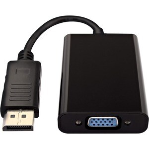 V7 CBLDPVGAABLK-1E 10 cm AV-Kabel für PC, Monitor, TV, Audio-/Video-Gerät, Projektor - Erster Anschluss: 1 x DisplayPort Stecker Digital Audio/Video, Klinke Stecker Stereo Audio - Zweiter Anschluss: 1 x 15-polig HD-15 Buchse VGA, Zweiter Anschluss: 1 x Klinke Stereo Audio - 2,7 Gbit/s - Unterstützt bis zu1920 x 1200 - Abschirmung - Schwarz