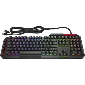 HP OMEN 游戏键盘 - 电缆 连接 - USB 接口 - 黑 - 机械 按键开关 - Macro, 开始, 暂停, 跳过, 静音, 音量控制 热键 - Windows