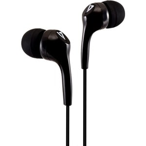 V7 HA105-3EB Wired Earbud Binaural Stereo Earphone - Black - In-ear - 32 Ohm - 20 Hz to 20 kHz - 1.20 m Cable - Mini-phone