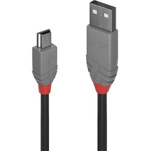 LINDY Anthra Line 2 m Mini USB/USB Data Transfer Cable - First End: 1 x USB 2.0 Type A - Male - Second End: 1 x Mini USB 2