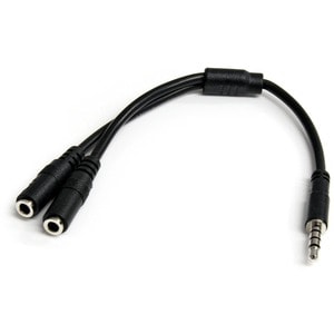 StarTech.com Adaptador de Audífonos con Micrófono Mini-Jack 3,5mm 4 pines a Conectores Separados de Audífonos y de Micrófo
