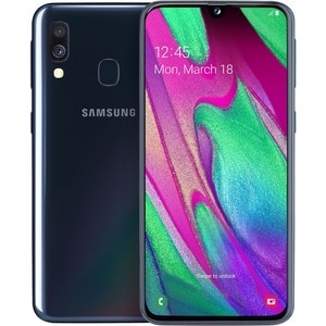 Samsung Smartphone Samsung Galaxy A40 SM-A405FN/DS 64 Go - 4G - Écran 15 cm (5,9") SuperBright Full HD Plus 2340 x 1080 - 4 Go RAM - Android 9.0 Pie - Noir - Barre - 2 Support de SIM - Sans SIM - Front Camera: 25 Mégapixels - Rear Camera: 16 Mégapixels / 5 Mégapixels - 3100 mAh Batterie - NFC