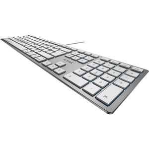 Clavier CHERRY KC 6000 SLIM - Câble Connectivité - USB Type A Interface - Français - AZERTY Disposition - Argenté, Blanc -
