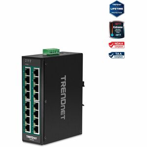 16-Port Hardened Industrial Gigabit PoE+ DIN-Rail Switch