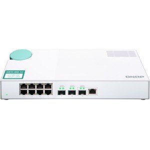 QNAP QSW-308-1C 8 Ports Ethernet Switch - 2 Layer Supported - Modular - Twisted Pair, Optical Fiber - Desktop