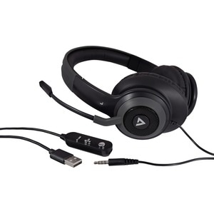 V7 Premium HC701 Wired Over-the-head, Over-the-ear Stereo Headset - Grey - Microsoft Teams Certification - Binaural - Circ