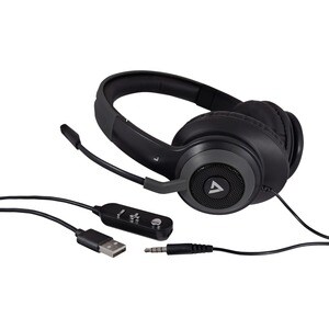 V7 Premium HC701 Wired Over-the-head, Over-the-ear Stereo Headset - Grey - Microsoft Teams Certification - Binaural - Circ