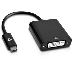 V7 Black USB Video Adapter USB-C Male to DVI-I Female - USB Type C Male - DVI-D Digital Video Female - Black