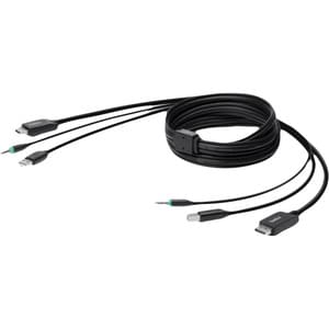 Belkin TAA DP/USB/AUD SKVM CBL, DP M/M; USB A/B, 10' - 10 ft DisplayPort/Mini-phone/USB KVM Cable for KVM Switch, Computer