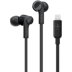 Belkin SOUNDFORM Wired Earbud Stereo Earset - Black - Binaural - In-ear - 111.8 cm Cable - Lightning Connector