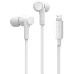 Belkin SOUNDFORM Wired Earbud Stereo Earset - White - Binaural - In-ear - 111.8 cm Cable - Lightning Connector