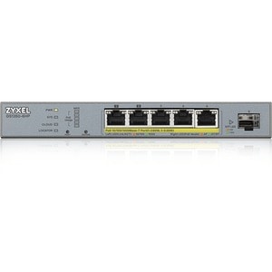 ZYXEL GS1350 GS1350-6HP 5 Ports Manageable Ethernet Switch - 2 Layer Supported - Modular - 1 SFP Slots - Twisted Pair, Opt