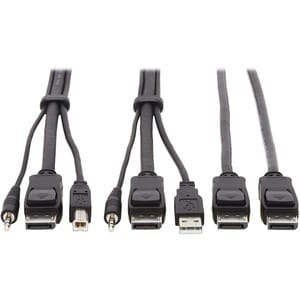 Tripp Lite by Eaton Dual DisplayPort KVM Cable Kit - DP, USB, 3.5 mm Audio (3xM/3xM) + DP (M/M), 4K, 4:4:4, 6 ft. (1.83 m)