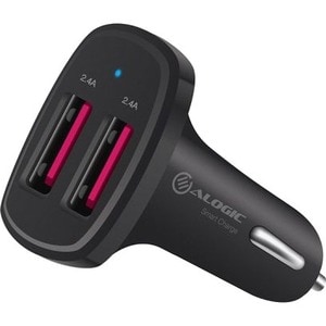 2 PORT USB-A CAR CHARGER 5V/4.8A BLACK