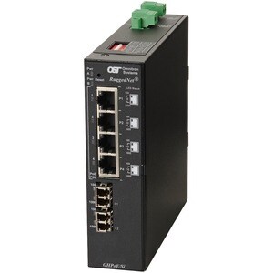 Omnitron Systems RuggedNet Unmanaged Industrial Gigabit High Power 60W PoE, 2xSM LC, RJ-45, Ethernet Fiber Switch - 4 x 10