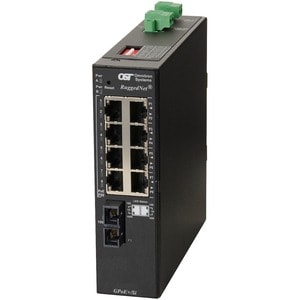 Omnitron Systems RuggedNet Unmanaged Industrial Gigabit PoE+, MM SC, RJ-45, Ethernet Fiber Switch - 8 x 10/100/1000BASE-T,