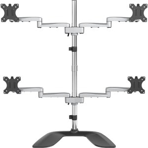 StarTech.com Quad Monitor Stand, Desktop VESA 4 Monitor Arm up to 32" (17.6lb/8kg) Screens, Ergonomic Articulating Pole Mo