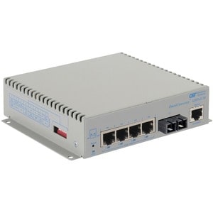 Omnitron Systems OmniConverter Managed Gigabit High Power 60W PoE, MM SC, RJ-45, Ethernet Fiber Switch - 4 x 10/100/1000BA