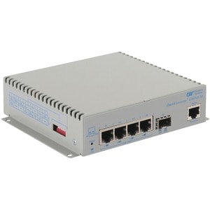 Omnitron Systems OmniConverter Managed Gigabit High Power 60W PoE, SFP, RJ-45, Ethernet Fiber Switch - 4 x 10/100/1000BASE