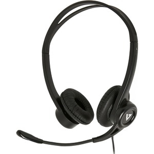 ESSENTIALS USB HEADSET W/MIC LTHR EARPADS INLINE CTRL BLACK I