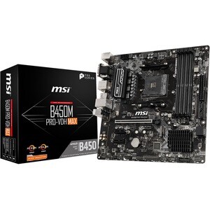 MSI B450M PRO-VDH MAX Desktop Motherboard - AMD B450 Chipset - Socket AM4 - Micro ATX - 64 GB DDR4 SDRAM Maximum RAM - DIM