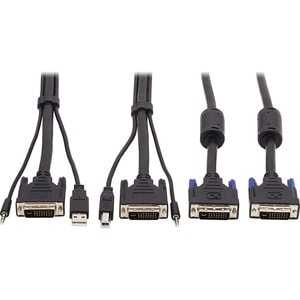 Eaton Tripp Lite Series Dual DVI KVM Cable Kit - DVI, USB, 3.5 mm Audio (3xM/3xM) + DVI (M/M), 10 ft. (3.05 m) - 10 ft KVM