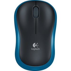 Logitech M185 Mouse - Radio Frequency - USB - Optical - 3 Button(s) - Blue - Wireless - 2.40 GHz - Scroll Wheel - Symmetri