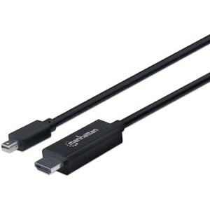 Mini DisplayPort 1.1 to HDMI Cable, 1080p@60Hz, 1.8m, Male to Male, Black, Three Year Warranty, Polybag - Cable for Audio/