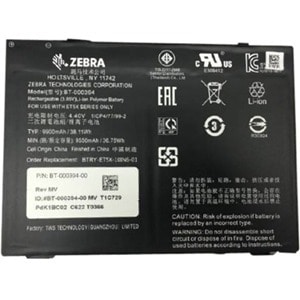 Zebra Battery - For Tablet PC - Battery Rechargeable - 9660 mAh - 3.85 V DC