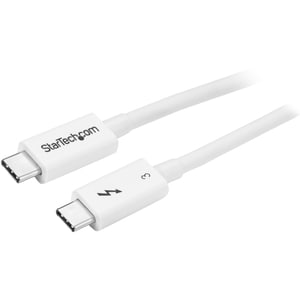 StarTech.com Thunderbolt 3 Cable - 0.5m / 1 ft - White - 4K 60Hz - 40Gbps - Passive - Thunderbolt Cable - USB Type C Charg