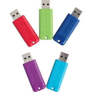 16GB PinStripe USB 3.2 Gen 1 Flash Drive - 5pk - Assorted - 16GB - 5pk - Assorted