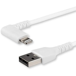 StarTech.com 2m USB A to Lightning Cable iPhone iPad Durable Right Angled 90 Degree White Charger Cord w/Aramid Fiber Appl