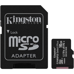 Kingston Canvas Select Plus 16 GB Class 10/UHS-I (U1) microSDHC - 1 - 100 MB/s Read - Lifetime Warranty