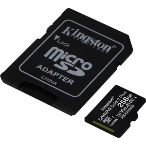 Kingston Canvas Select Plus 256 GB Class 10/UHS-I (U3) microSDXC - 1 Pack - 100 MB/s Read - 85 MB/s Write - Lifetime Warranty