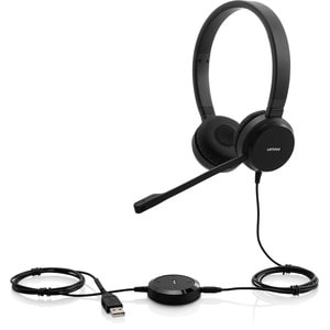 Lenovo Wired Over-the-head Stereo Headset - Black - Binaural - Supra-aural - 32 Ohm - 150 Hz to 7 kHz - 120 cm Cable - Ele