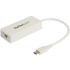 StarTech.com USB C to Gigabit Ethernet Adapter with USB A Port - White 1Gbps NIC USB 3.0/3.1 Type C to RJ45 Port/LAN Netwo