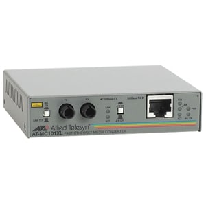 Allied Telesis AT-MC101XL Transceiver/Media Converter - 2 Port(s) - 1 x Network (RJ-45) - 1 x ST - 100Base-TX, 100Base-FX 