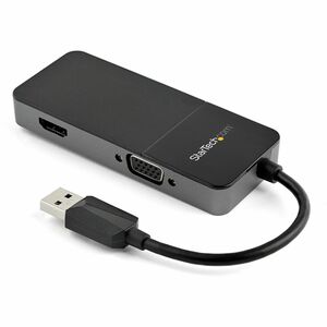 StarTech.com USB 3.0 to HDMI and VGA Adapter -4K/1080p USB Type A Dual Monitor Multiport Display Adapter Converter -Extern