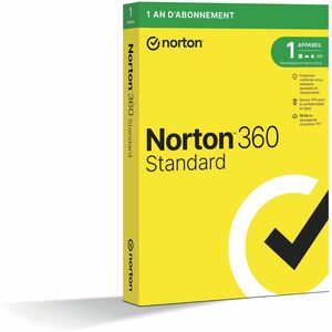 Norton Norton™ 360 Standard -1 Appareil - Secure VPN - Password Manager - Sauvegarde cloud pour PC 10 Go - Antivirus - Tél
