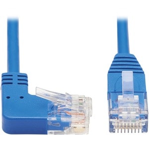 Eaton Tripp Lite Series Right-Angle Cat6 Gigabit Molded Slim UTP Ethernet Cable (RJ45 Right-Angle M to RJ45 M), Blue, 5 ft