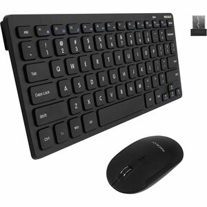 Macally RF Wireless Keyboard and Mouse For Windows PC - USB Scissors Wireless RF 2.40 GHz Keyboard - 78 Key - Black - USB 