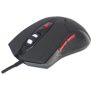 Manhattan Mouse Optico Gaming USB 6 botones Negro c/luz - Cable - 2400 dpi - Rueda de desplazamiento - Simétrico