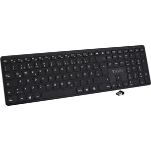 V7 KW550DEBT Keyboard - Wireless Connectivity - USB Interface - German - Black - Scissors Keyswitch - Bluetooth/RF - 2.40 
