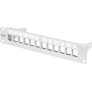 DIGITUS Professional 12 Port(s) Blank Patch Panel - Light Grey - 1U High - Rack-mountable
