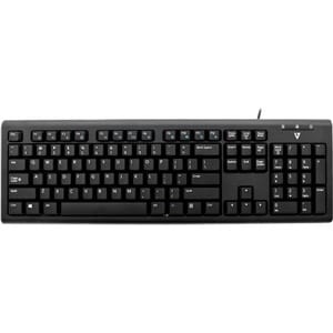 V7 KU200GS-DE Keyboard - Cable Connectivity - USB Interface - German - QWERTZ Layout - Black - Internet, Email, Volume Con