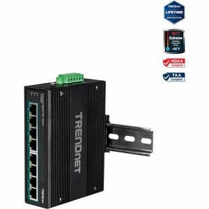 TRENDnet 8-Port Hardened Industrial Unmanaged Gigabit 10/100/1000Mbps DIN-Rail Switch w/ 8 x Gigabit PoE+ Ports; TI-PG80B;