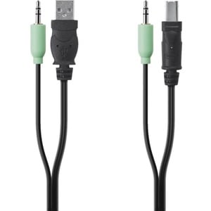 Belkin TAA USB/AUD SKVM CBL, USB A/B, 3.5mm AUDIO, 10' - 10 ft Mini-phone/USB KVM Cable for KVM Switch, Computer, Server, 
