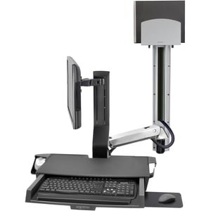 Ergotron StyleView Wall Mount for Monitor, Keyboard, Bar Code Scanner, CPU, Mouse, Wrist Rest - Polished Aluminum - 1 Disp