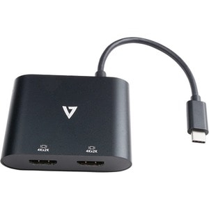 V7 V7UC-2HDMI-BLK A/V Adapter - 1 x Type C USB Male - 2 x HDMI 1.4 Digital Audio/Video Female - 3840 x 2160 Supported - Black